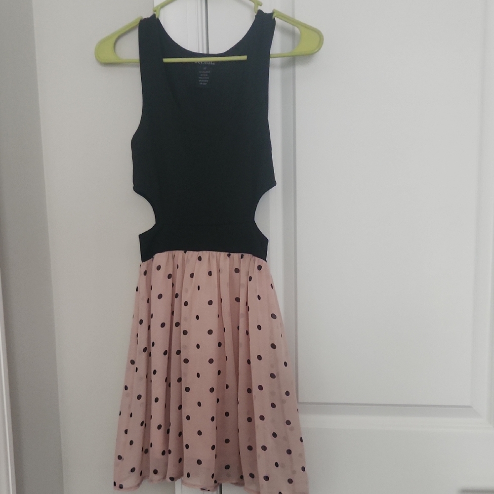 Wet Seal Black and Pink Polka Dot Dress